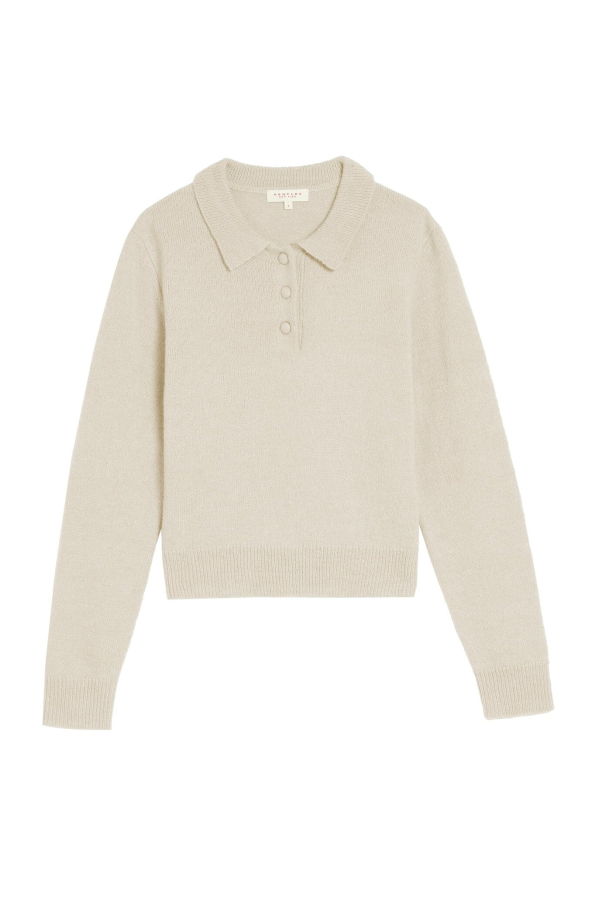 demylee Robin Alpaca Polo Sweater - Paper White