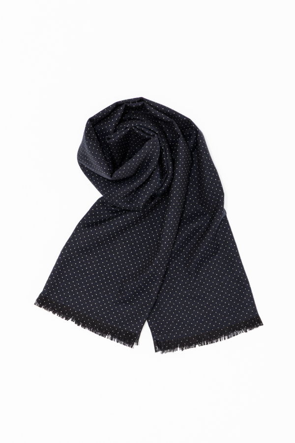 Yoko Sakamoto Silk Wool Long Scarf - Navy