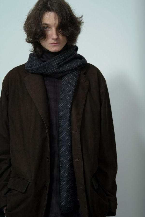 Yoko Sakamoto Silk Wool Long Scarf - Navy