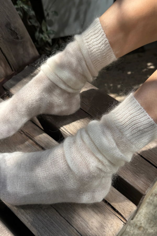 Le Bon Shoppe Mohair Veil Socks - Cream