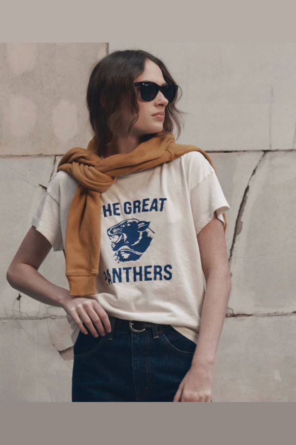 The Great. Growling Panther Tee - Washed White