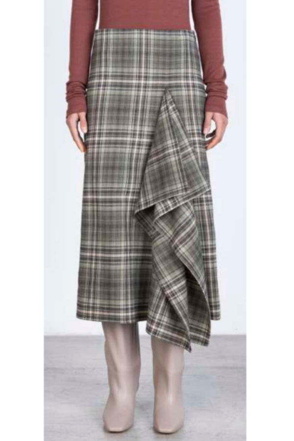 Alysi Asymmetric Tartan Skirt