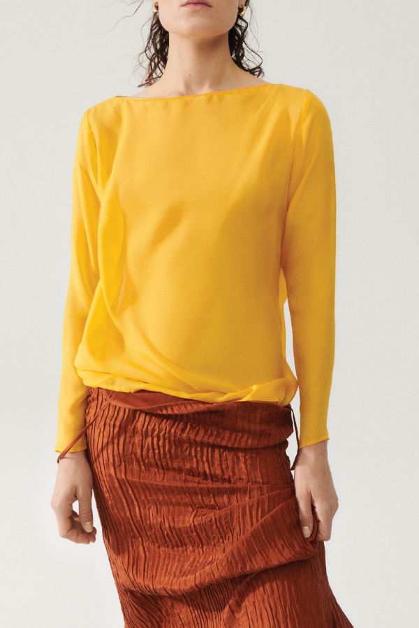 Silk Laundry Chiffon Audrey Top - Goldfinch
