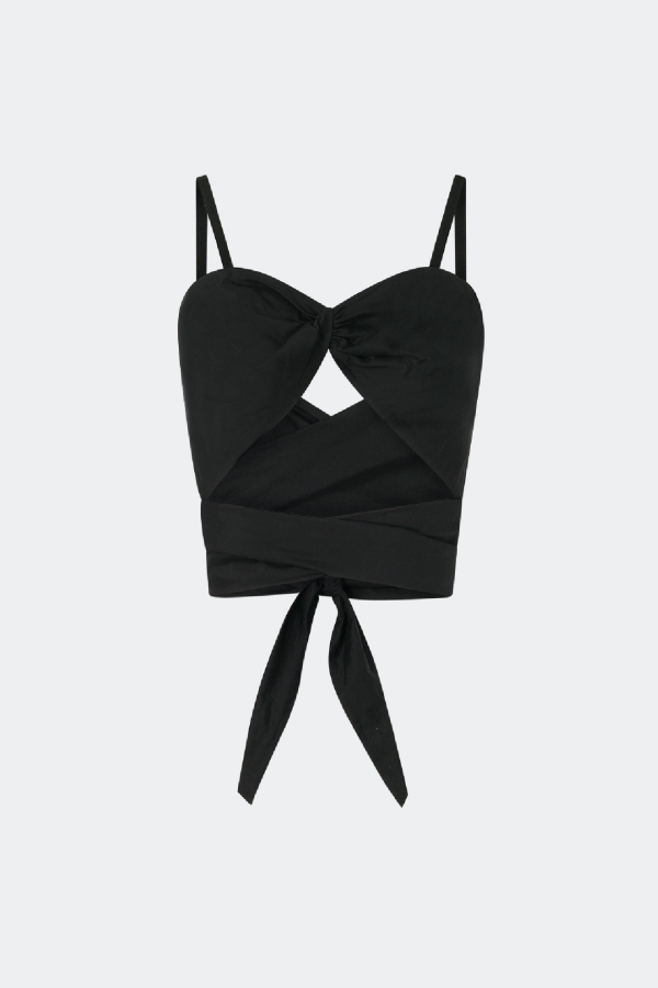 Silk Laundry Cotton Silk Twist Top - Black