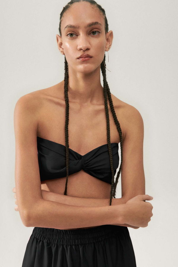 Silk Laundry Cotton Silk Twist Top - Black