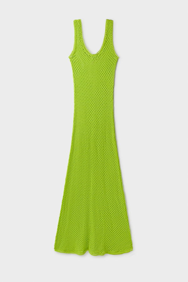 Silk Laundry Crochet Scoop Neck Dress - Fern