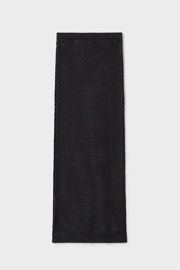 Silk Laundry Crochet Straight Skirt - Black