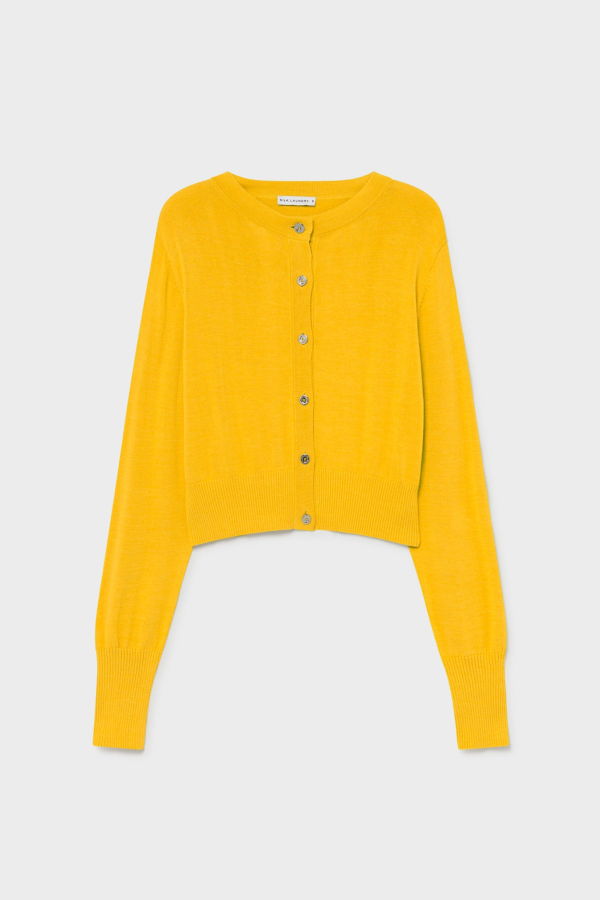 Silk Laundry Cropped Cardigan - Goldfinch