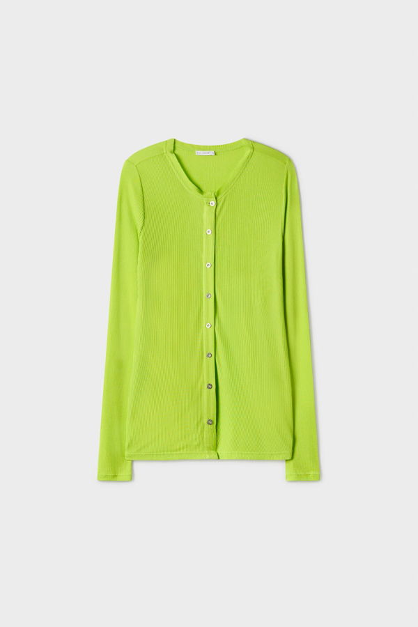 Silk Laundry Ribbed Kia Cardigan - Fern