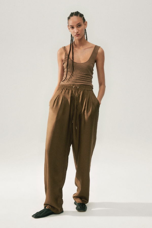 Silk Laundry Ribbed Tank - Dark Earth