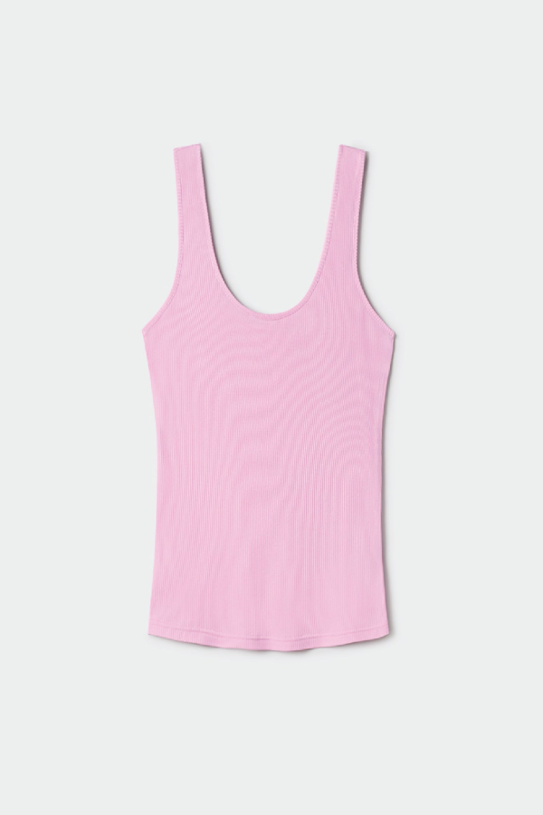 Silk Laundry Ribbed Tank - Fig