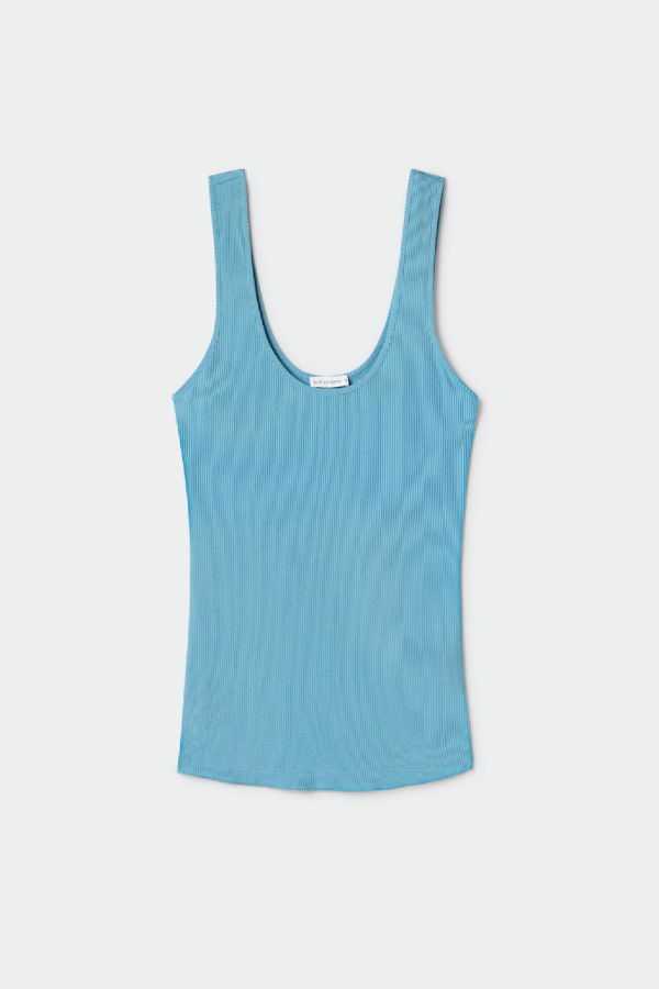 Silk Laundry Ribbed Tank - Lake
