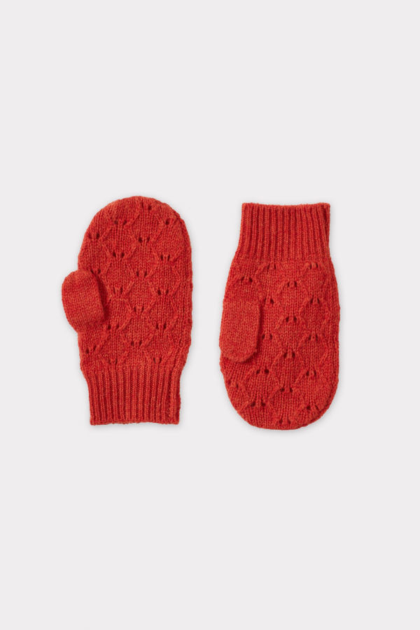 KIDS Caramel Apo Wool & Cashmere Pointelle Mittens