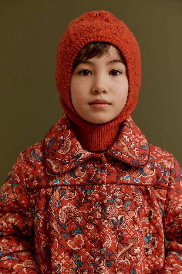 KIDS Caramel Plomo Children's Wool Pointelle Balaclava