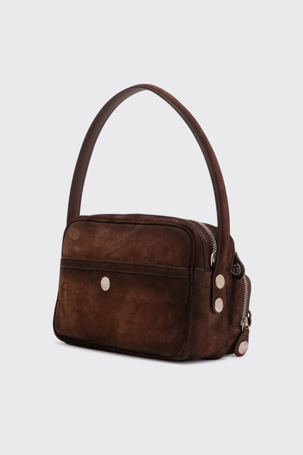 Acne Studios Camero Party Waxed Suede Bag - Dark Brown