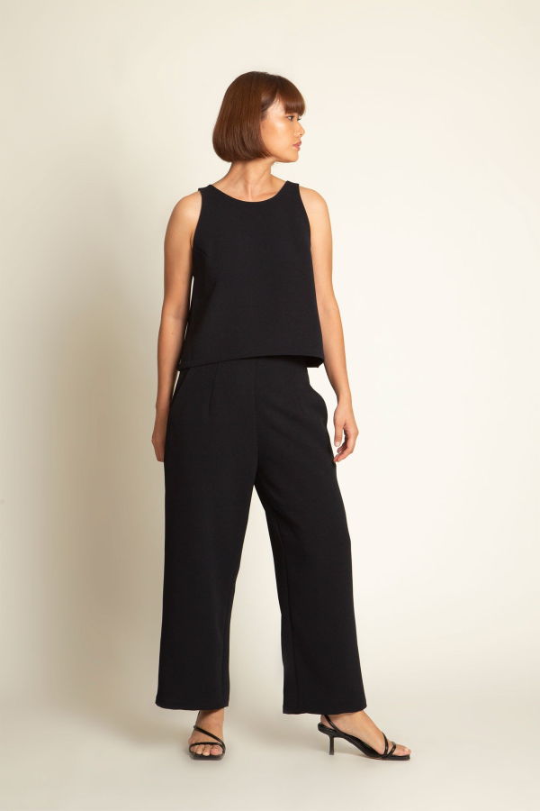 KAAREM Unisex Allium Wide Leg Straight Pant - Black Blue