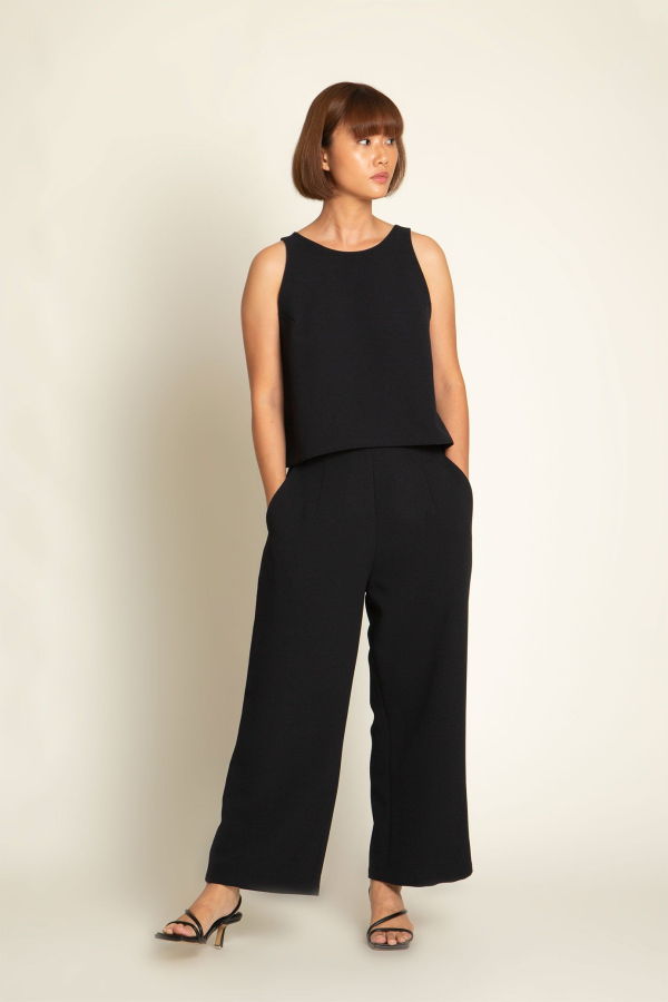 KAAREM Unisex Allium Wide Leg Straight Pant - Black Blue