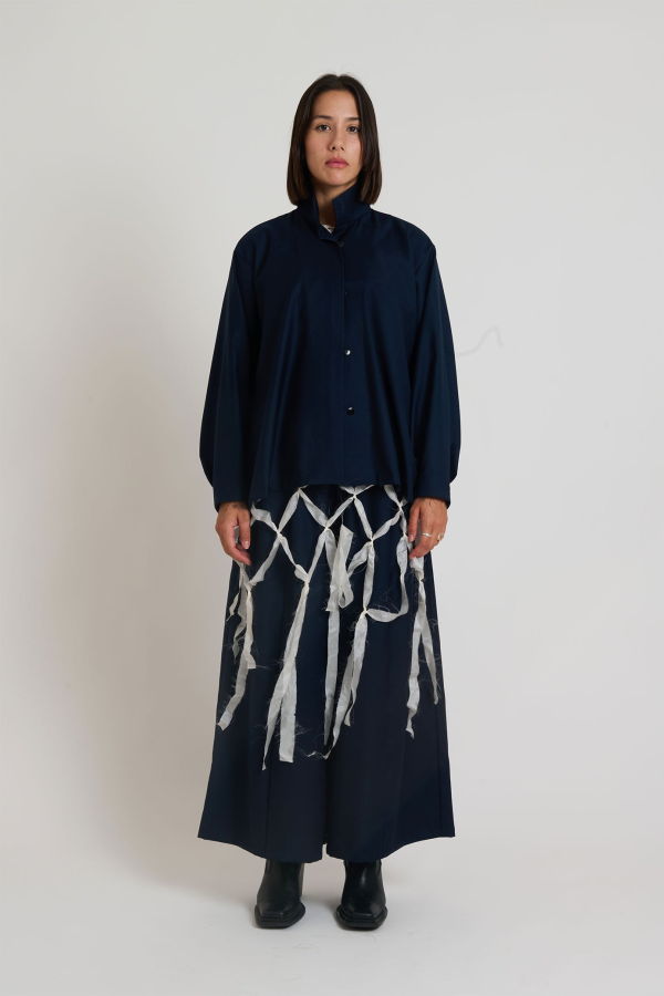 KAAREM Azure Long-Sleeve Pocket Shirt Jacket - Dark Blue