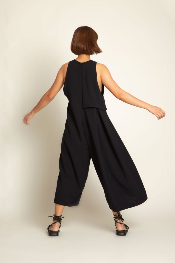 KAAREM Saccha Layered Pocket Onesie - Black Blue