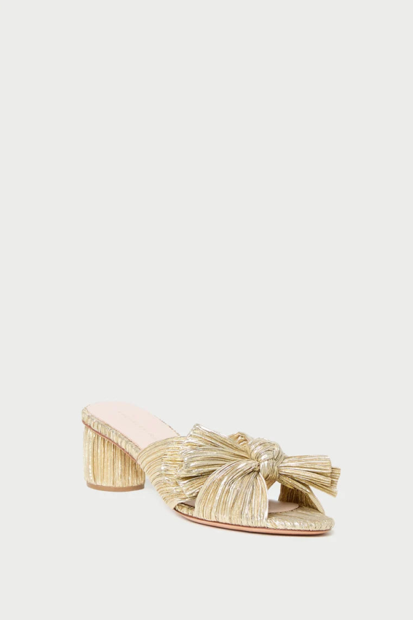 Loeffler Randall Emilia Pleated Knot Mule - Gold
