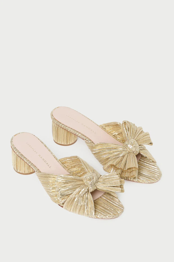 Loeffler Randall Emilia Pleated Knot Mule - Gold