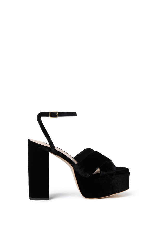 Loeffler Randall Loretta Velvet Platform Sandal - Black