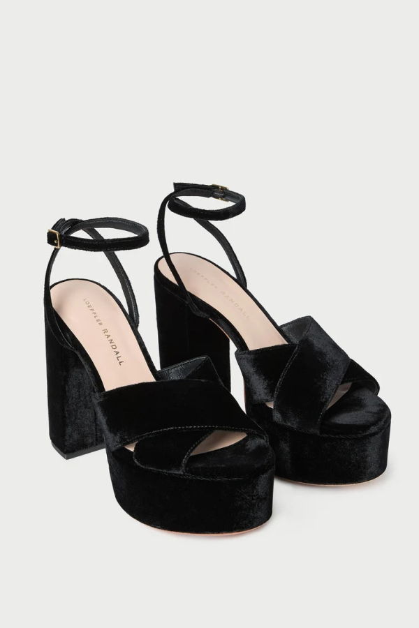 Loeffler Randall Loretta Velvet Platform Sandal - Black