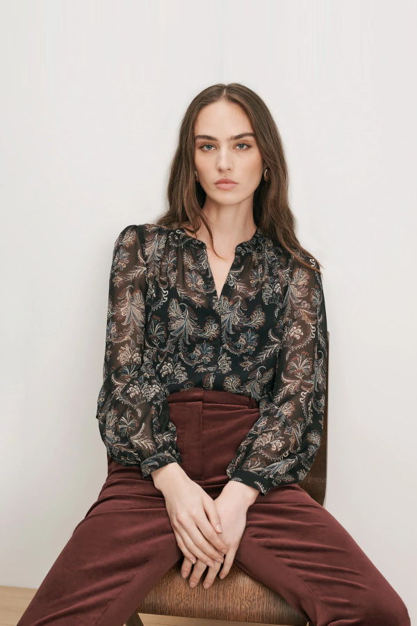 Veronica Beard Ashlynn Silk Blouse - Black Multi