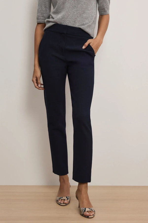 Veronica Beard Renzo Clean Waistband Pant - Navy