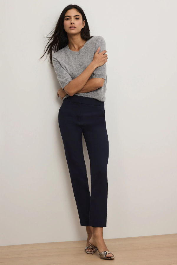 Veronica Beard Renzo Clean Waistband Pant - Navy