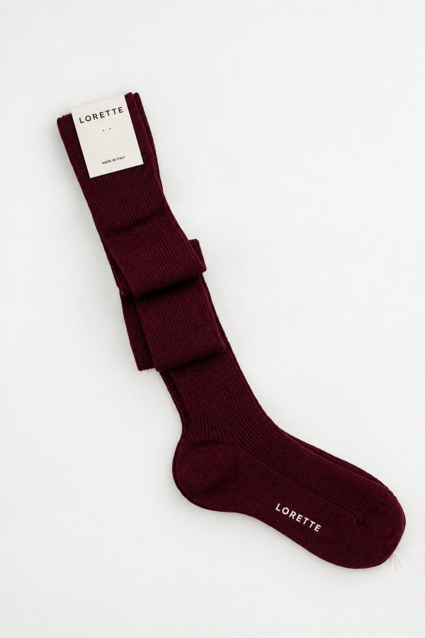 Lorette Lingerie Cashmere High Knee Sock - Burgundy