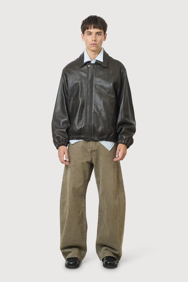 ssstein Sheep Leather Zip Short Jacket - Vintage Black