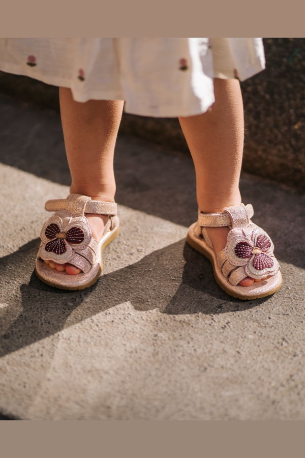 KIDS Donsje Tuti Fields Violette Sandals - Rose Metallic Leather