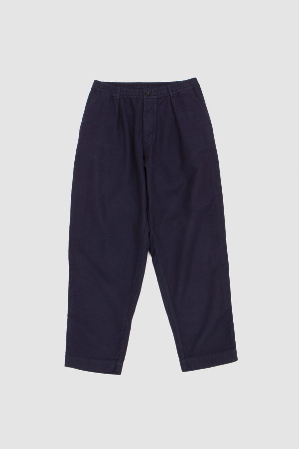 Universal Works Comfort Moleskin Pleated Track Pant - Navy