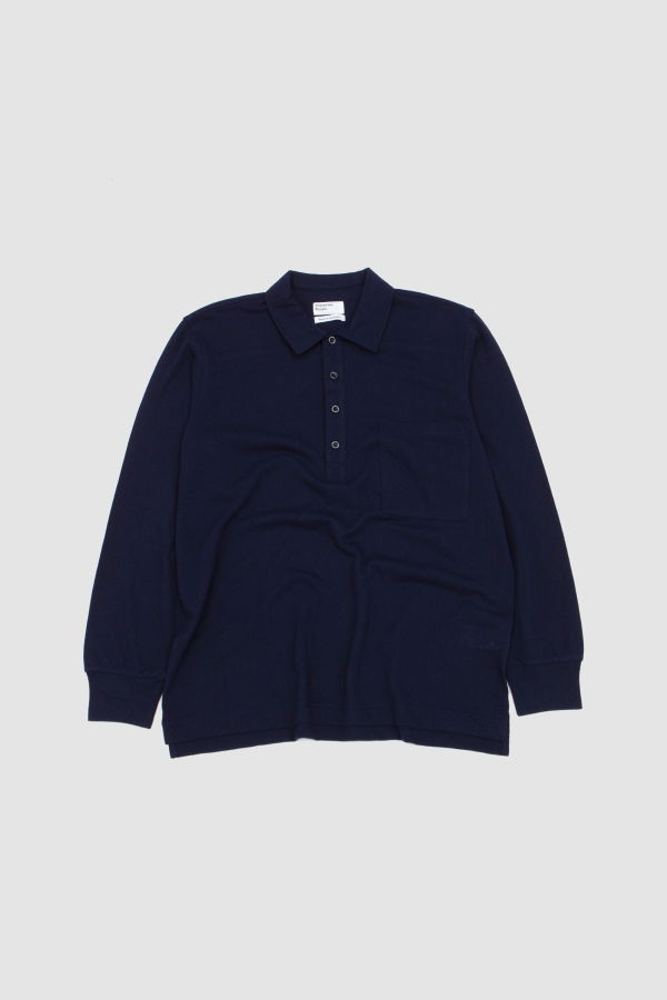 Universal Works Rec. Wool Mix Pullover Long Sleeve Shirt - Dark Navy