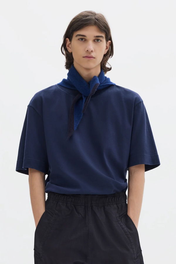 Margaret Howell Tipped Scout Lambswool Scarf - Cobalt/Indigo