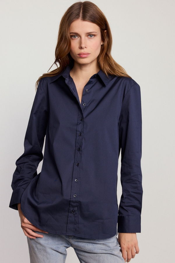 THE SHIRT BY ROCHELLE BEHRENS The Boyfriend Shirt - Dark Navy