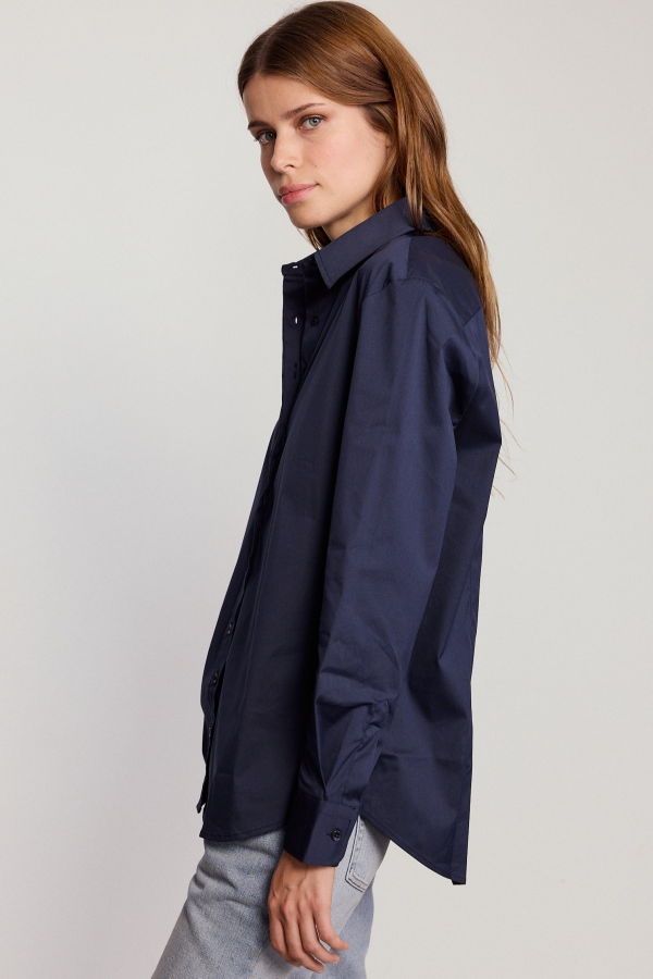 THE SHIRT BY ROCHELLE BEHRENS The Boyfriend Shirt - Dark Navy
