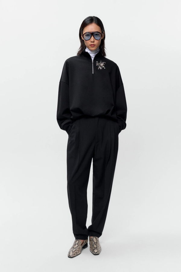 Cordera Zip-Neck Balloon Top AH26