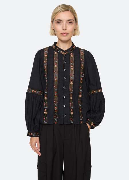 Sea NY Casey Hand Smocked Tie Front Top | Garmentory