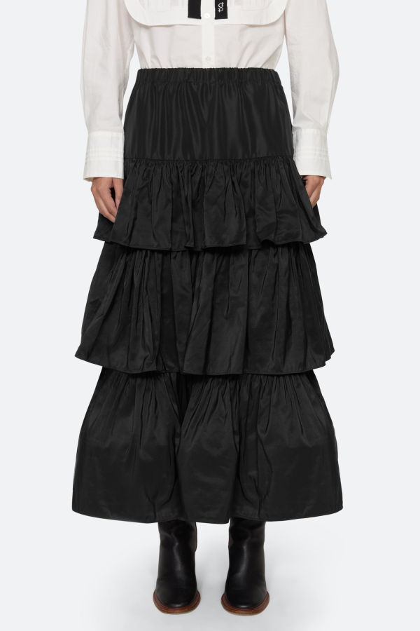 Sea NY Kathleen Tiered Skirt - Black