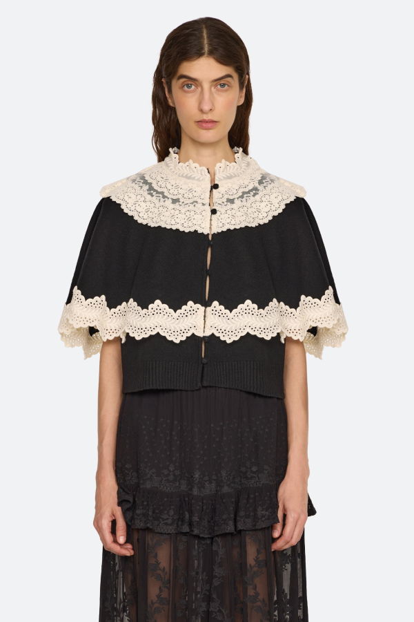 Sea NY Lovena Cape Cardigan - Black