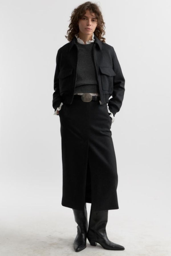 Nili Lotan Mariha Skirt - Dark Charcoal