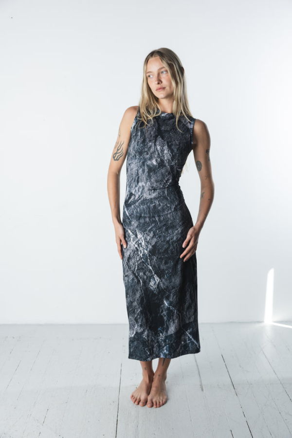 KSLAM Stone High Neck Midi Dress