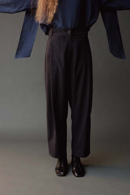 Simone Wild Velvet Volant Capri Pants - Wine | Garmentory
