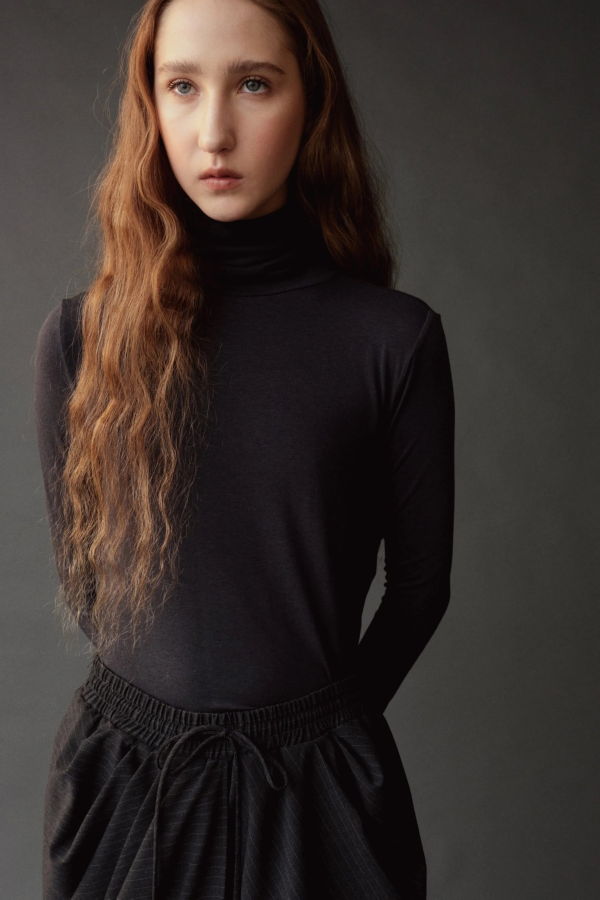 Mijeong Park Roll Neck Jersey Top - Graphite