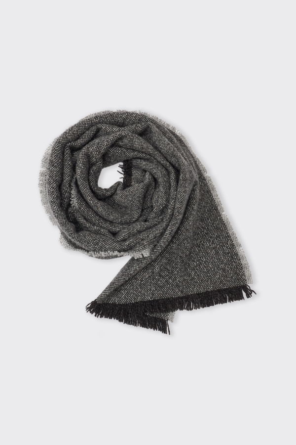 Yoko Sakamoto Wool Long Scarf - Charcoal Gray
