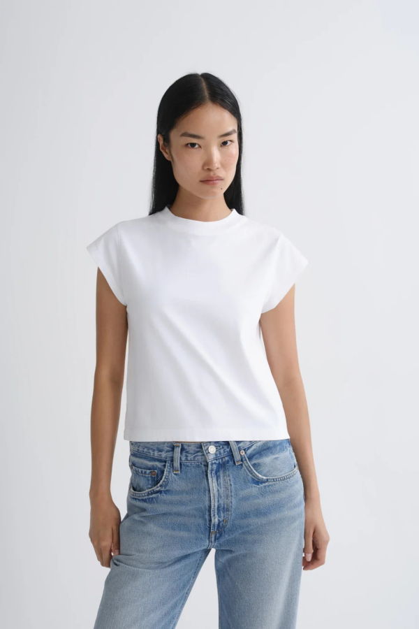 AGOLDE Bryce Cap Sleeve Tee - White