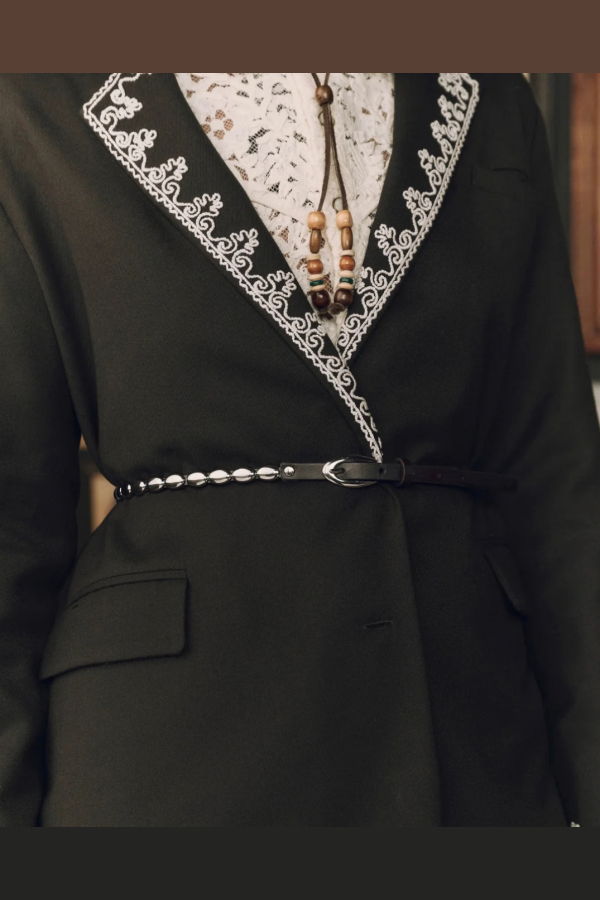 The Great. Beaded Belt - Black / Silver