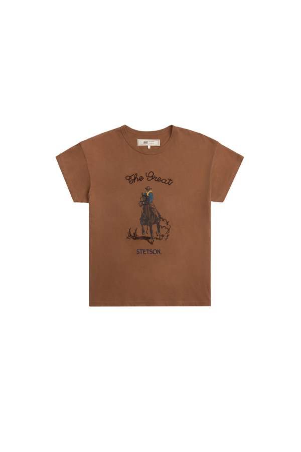 The Great. Boxy Crew With Stetson Graphic Tee - Tobacco